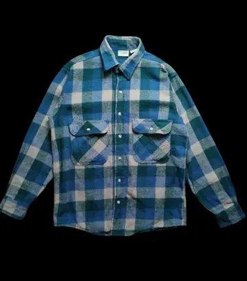 Five Brother 블록 체크 플란넬 셔츠 청록색 M 빈티지