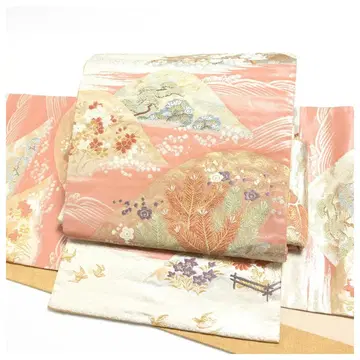 순수 실크 악 오비 후쿠로 오비 실버 야마토오시 이중 북 츠쿠리 오비