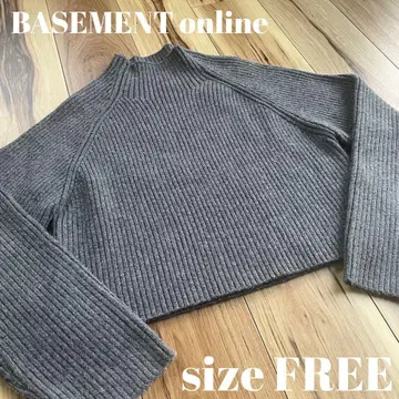 BASEMENT online 여성용 하이넥 리브 크롭 니트