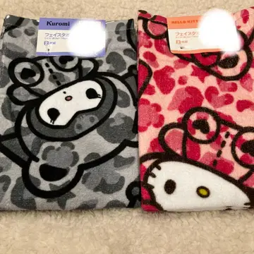 키티 쿠로미 인형옷 페이스 타월 각 1장씩 레오파드 무늬 아베일