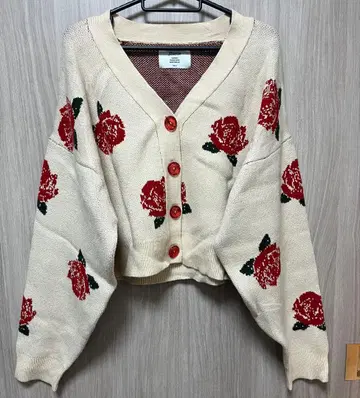 jouetie 쥬에티 로즈 플라워 자카드 니트 가디건