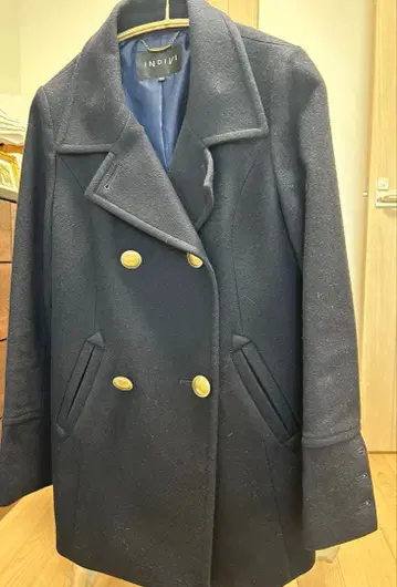 INDIVI 울 캐시미어 혼방 P 코트 다크 네이비 38