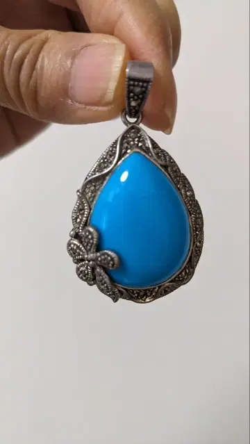 터키석 펜던트 탑 실버 925 마카사이트