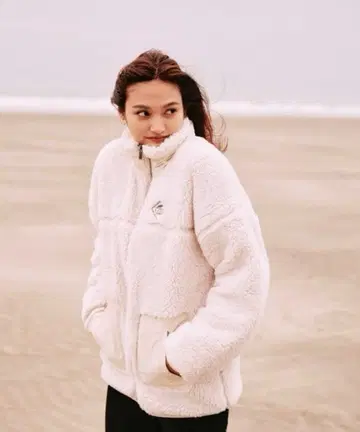 ROXY 2022 집업 블루종 화이트 L 보아 자켓