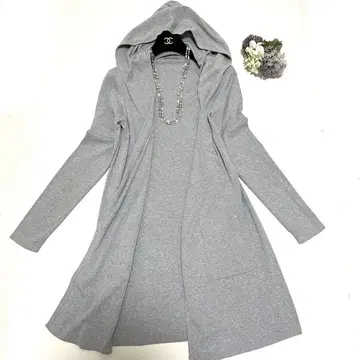 띠어리 럭스 롱 가디건 후드 부착 라이트 그레이 사이즈 38