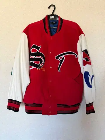 regievo 자수 로고 바시티 자켓 M 사이즈 레드