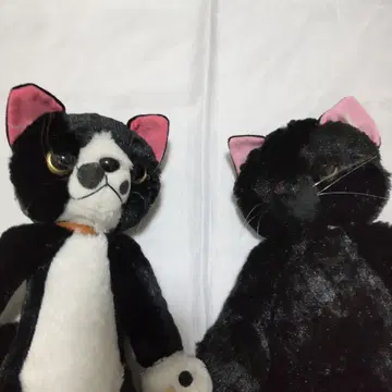 미사용 새상품 고양이 봉제 인형 커플 세트 하치와레와 쿠로짱
