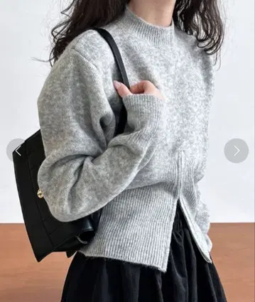 르 시엘 밑단 하프 지퍼 크루넥 드라이버 니트 그레이 FREE