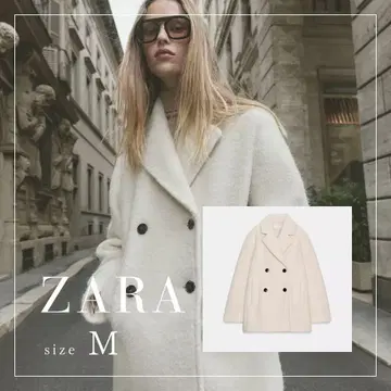 ZARA 부클레 더블 브레스트 코트 M 새상품