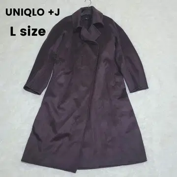 유니클로 질 샌더 캐시미어 혼방 랩 롱 코트 브라운 +J