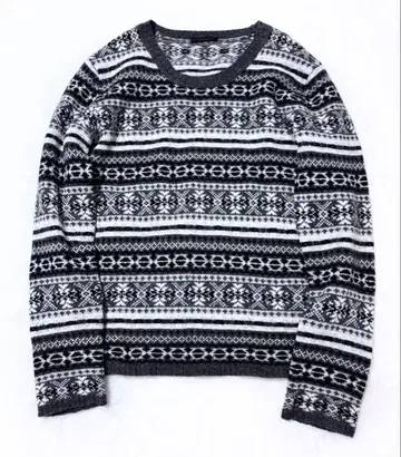 에디피스 긴팔 니트 스웨터 기하학 패턴 울 풀오버