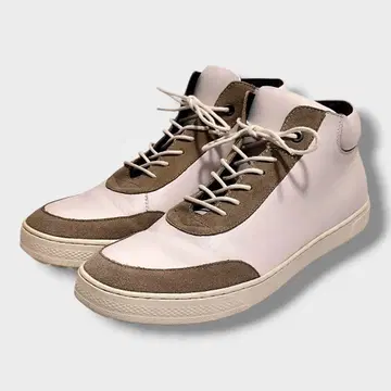 후프디두 미들컷 스니커즈 화이트 베이지 가죽