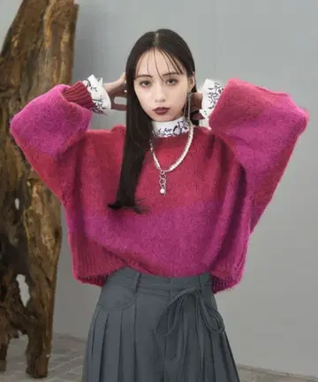 HARE 하레 그라데이션 루즈 니트 레드 빨간색