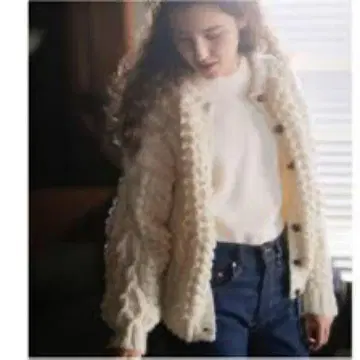 PUR 아이보리 케이블 니트 가디건 이케다 이즈미