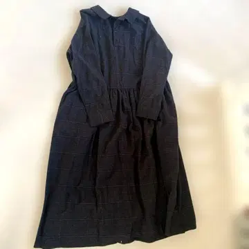 미사용 다크 그레이 체크 무늬 셔츠 원피스