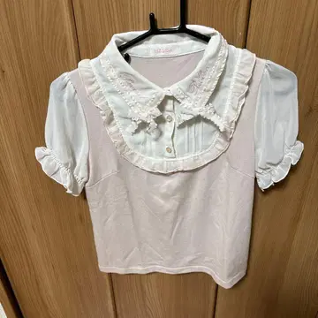 LIZLISA lizlisa 블라우스 반팔 리본 상의 핑크 양산형