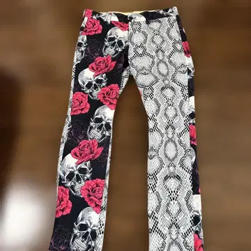 라우스 마우스 남성용 팬츠 스컬 장미 스네이크 패턴 L