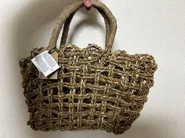 뜨개질 디자인의 바스켓백 중형 브라운 계열