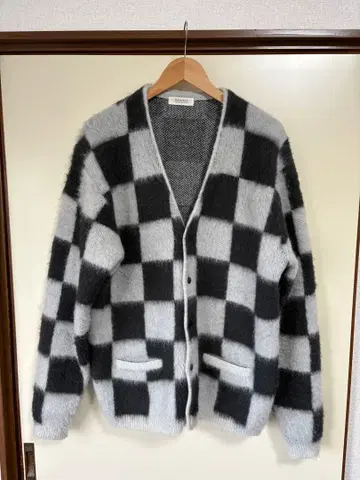 RADIALL 모헤어 체크 무늬 가디건 L