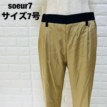 soeur7 베이지 슬랙스 허리밴딩 롤업 S [44]