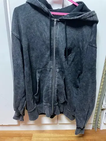 ONCILY 하트 로고 풀 지퍼 후디 블랙 m 사이즈