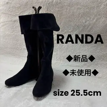 새상품 고품질 RANDA 블랙 스웨이드 롱 부츠, 니하이 부츠 2way