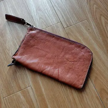[ 핸드메이드 ] 브라운 가죽 장지갑 지퍼 포함