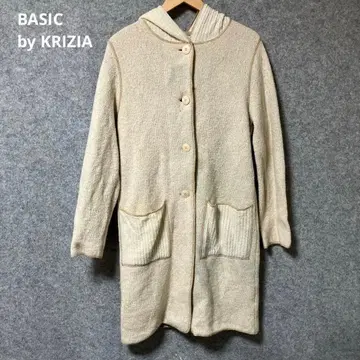 BASIC by KRIZIA 후드 부착 크림색 긴팔 가디건