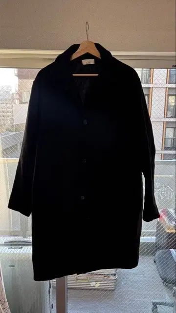 Lui s 블랙 울 혼방 울 코트