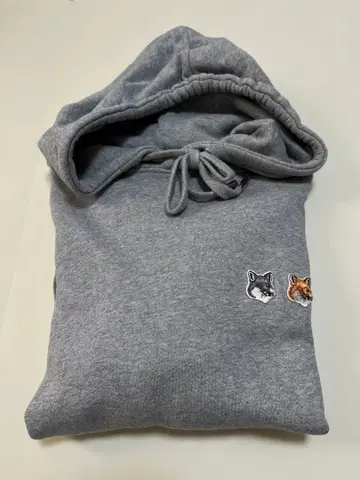 메종 키츠네 그레이 후드 부착 후드티 XS