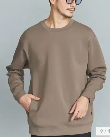 BEAUTY&YOUTH/더블 니트 크루넥 맨투맨 올리브