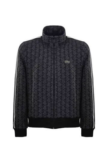 LACOSTE 저지 모노그램 자카드 트랙 자켓 블랙