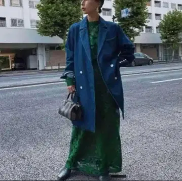 AMERI 더블 브레스트 데님 자켓