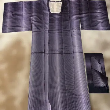 스트라이프 그라데이션 보라색 도행 롱 코트 실크 100%