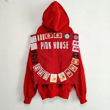 새상품급 핑크하우스 후드티 마가렛 와펜 레드 P