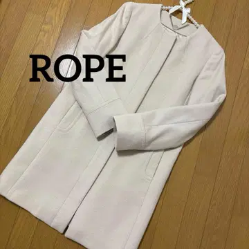 ROPE 오프화이트 캐시미어 혼방 노카라 코트