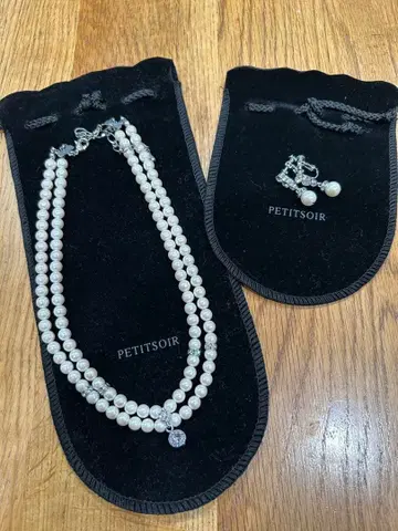 펄 2연 목걸이 & 귀찌