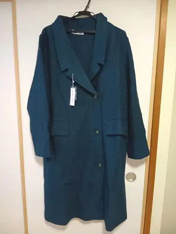 KawaaiOkada 울 혼방 압축 니트 체스터 롱 코트