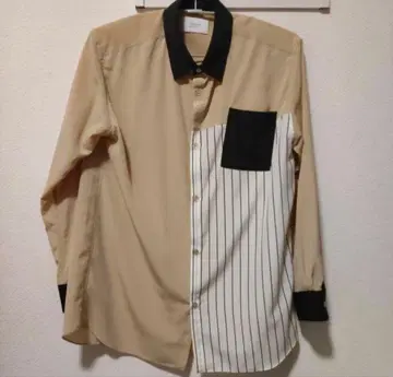 STUDIOUS 긴팔 셔츠 베이지/블랙/스트라이프