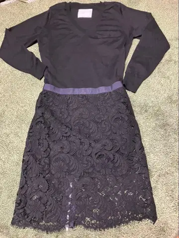 블랙 긴팔 레이스 원피스