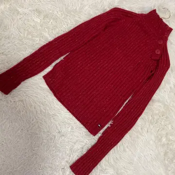 TOMMY JEANS 리브 니트 레드 XS 돌려입기 터틀넥