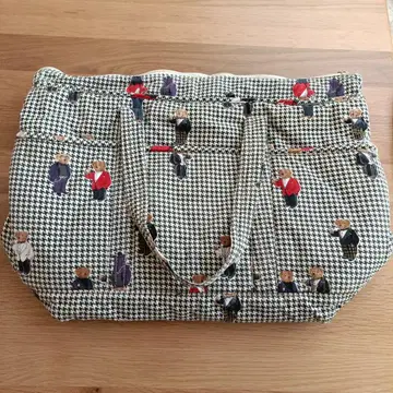 랄프 로렌 폴로베어 하운드투스 체크 토트 백