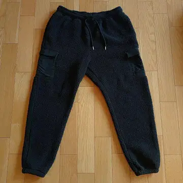 블랙 플리스 조거 팬츠