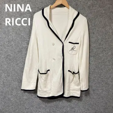 NINA RICCI 화이트 더블 브레스트 테일러드 자켓