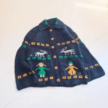 빅 옷깃 노르딕 자카드 빈티지 니트