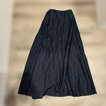 데님 스커트 오카야마 다크 블루 플레어 스커트 조절 가능 허리 S 사이즈