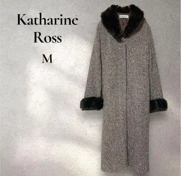 [Katharine Ross] 새상품급 롱 코트 트위드 퍼 고져스