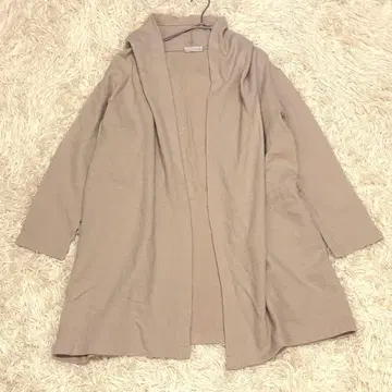 [패션 빌리지] 울 100% 베이지 오픈 롱 가디건