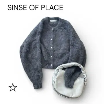 [ 트렌드 ] 센스 오브 플레이스 라메 페더 니트 가디건