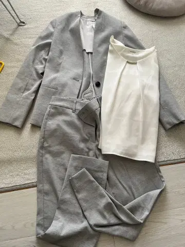 PLST 수트 셋업 상하의 S 그레이 탑 포함